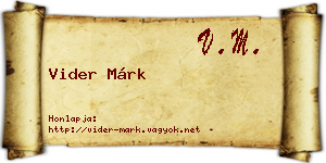 Vider Márk névjegykártya